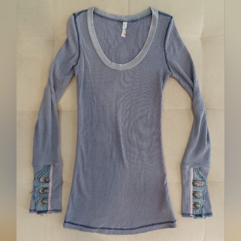 Free People motor cuff thermal Shirt Top XS